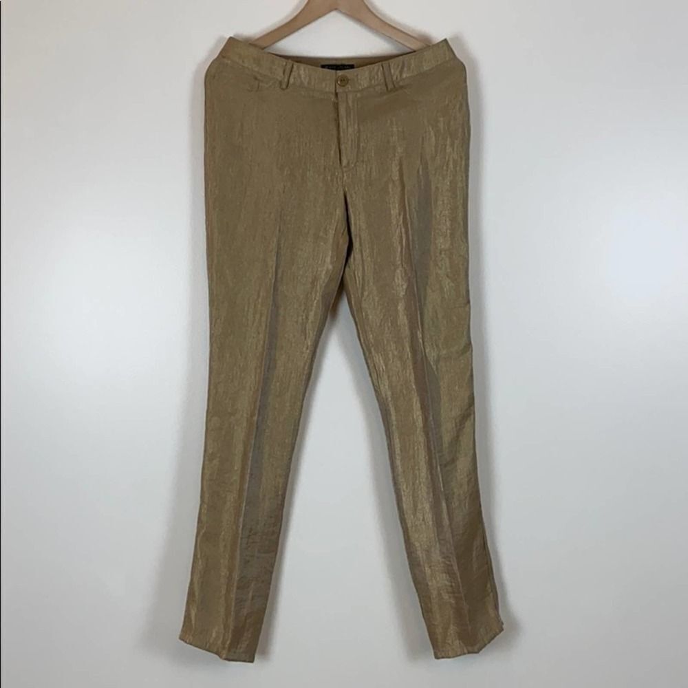 Peace of Cloth Jean Gold Metallic Made in NY NWT 4